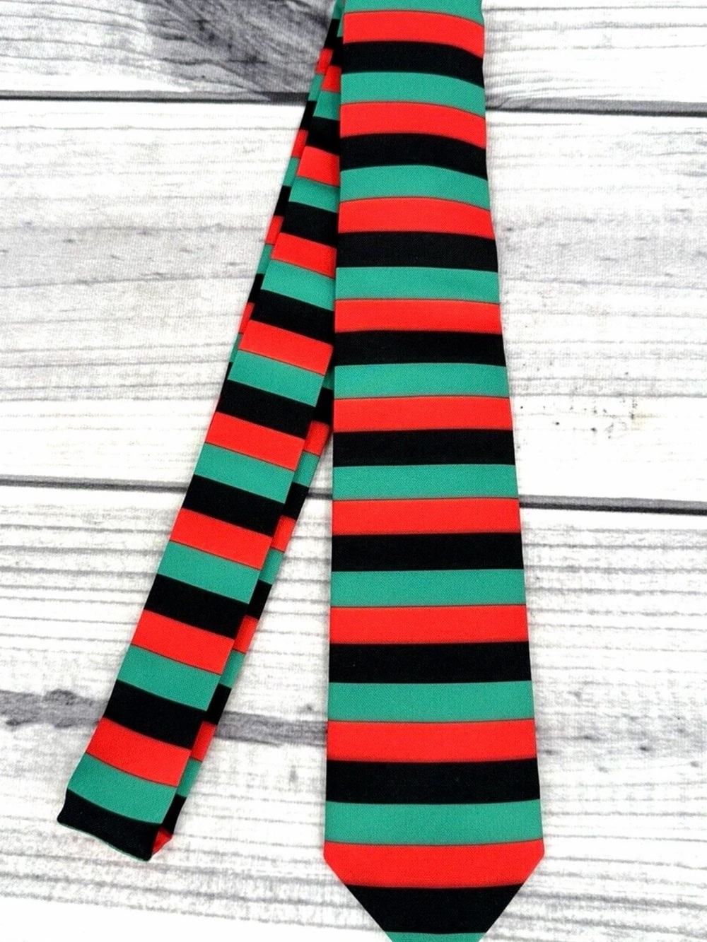 Striped Red, Green & Black Neck Christmas Tie
